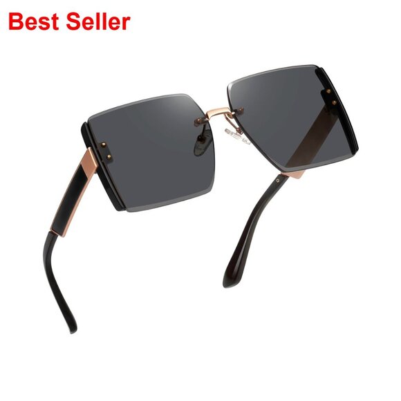 Oversized Square Frameless Sunglasses UV400 Protection Women\'s Shades main image 5